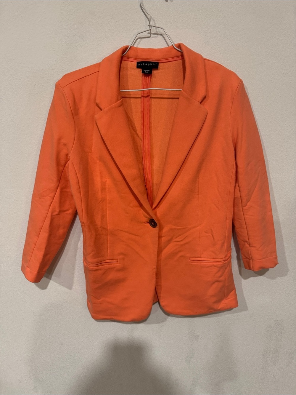 Metaphor Bright Orange Tailored Single-Button Blazer
